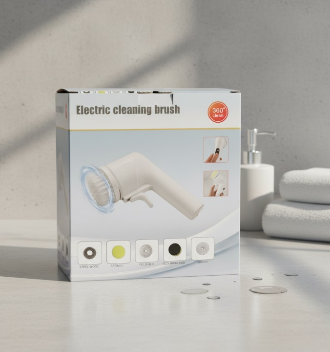 Electric Cleaning Brush With Multiple Attachments 360° Rotating Scrubber