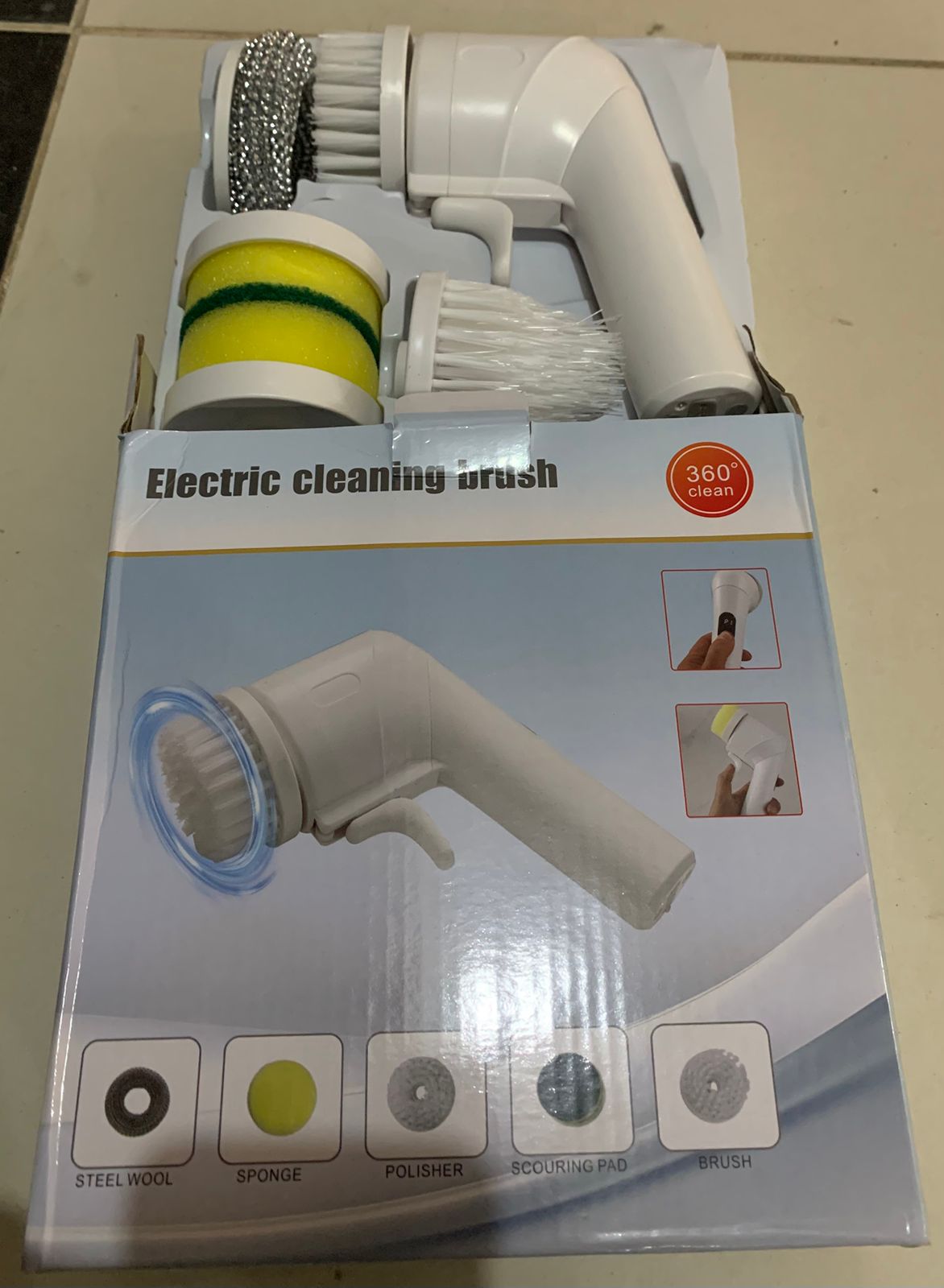 Electric Cleaning Brush With Multiple Attachments 360° Rotating Scrubber