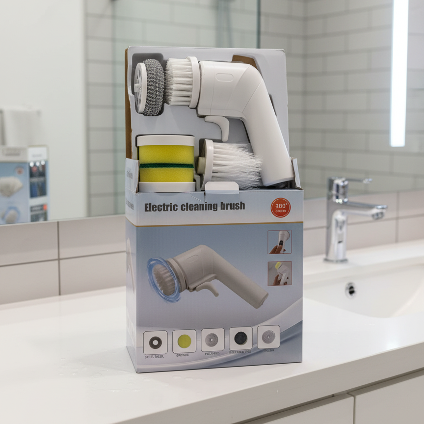 Electric Cleaning Brush With Multiple Attachments 360° Rotating Scrubber