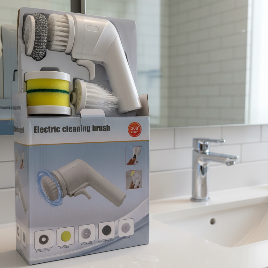 Electric Cleaning Brush With Multiple Attachments 360° Rotating Scrubber