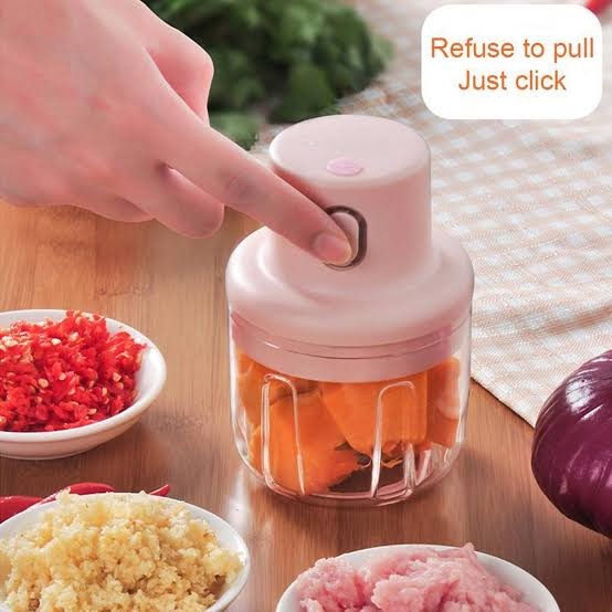 Mini Food Chopper Portable USB Rechargeable Vegetable Garlic Grinder (250ml)