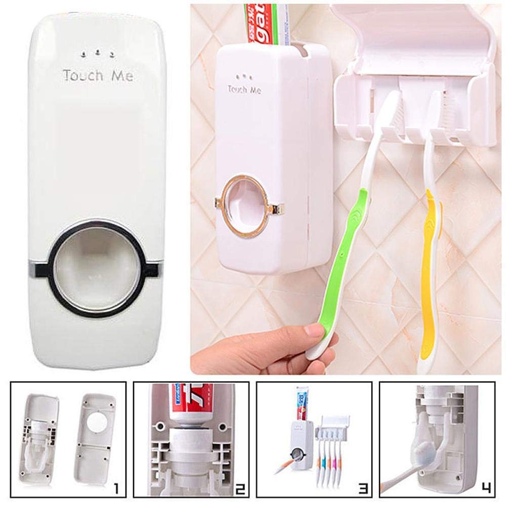 Automatic Toothpaste Dispenser With Toothbrush Holder Wall Mounted