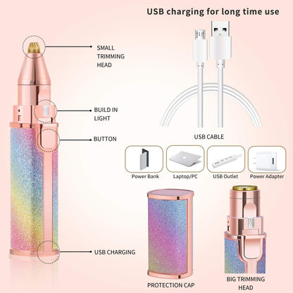 2-in-1 Flawless Eyebrow Trimmer USB Rechargeable For Women