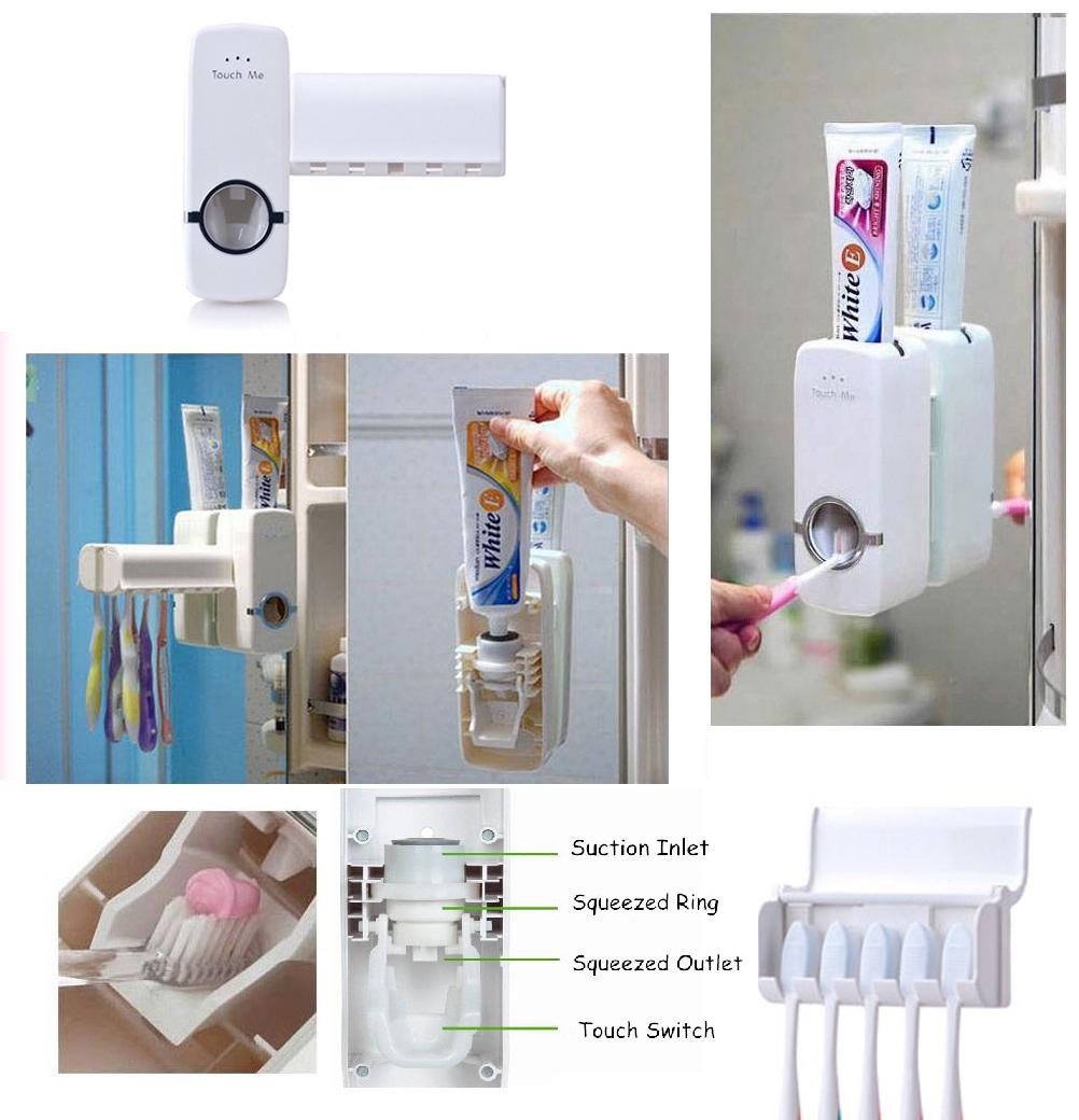 Automatic Toothpaste Dispenser With Toothbrush Holder Wall Mounted