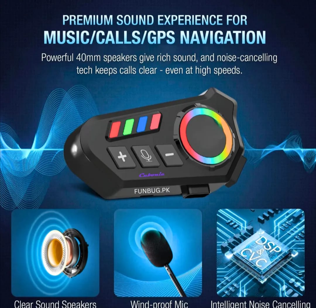 K06A Motorcycle Helmet Bluetooth Headset BT 6.0 Wireless Earphone