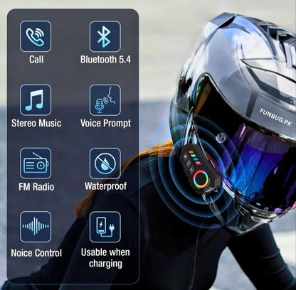 K06A Motorcycle Helmet Bluetooth Headset BT 6.0 Wireless Earphone