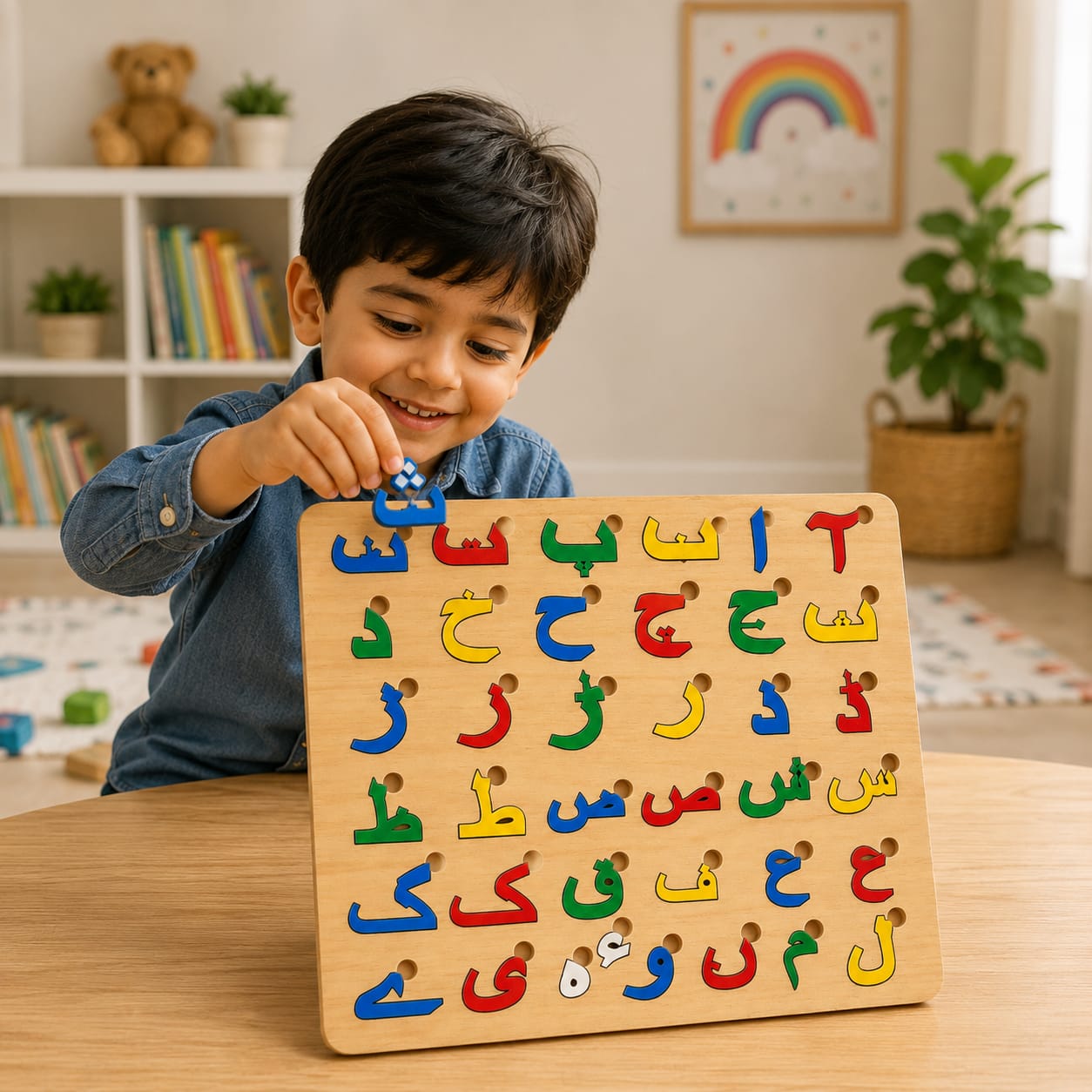 Urdu Haroof-e-Tahaji Puzzle Board Game Educational Wooden Learning Toy