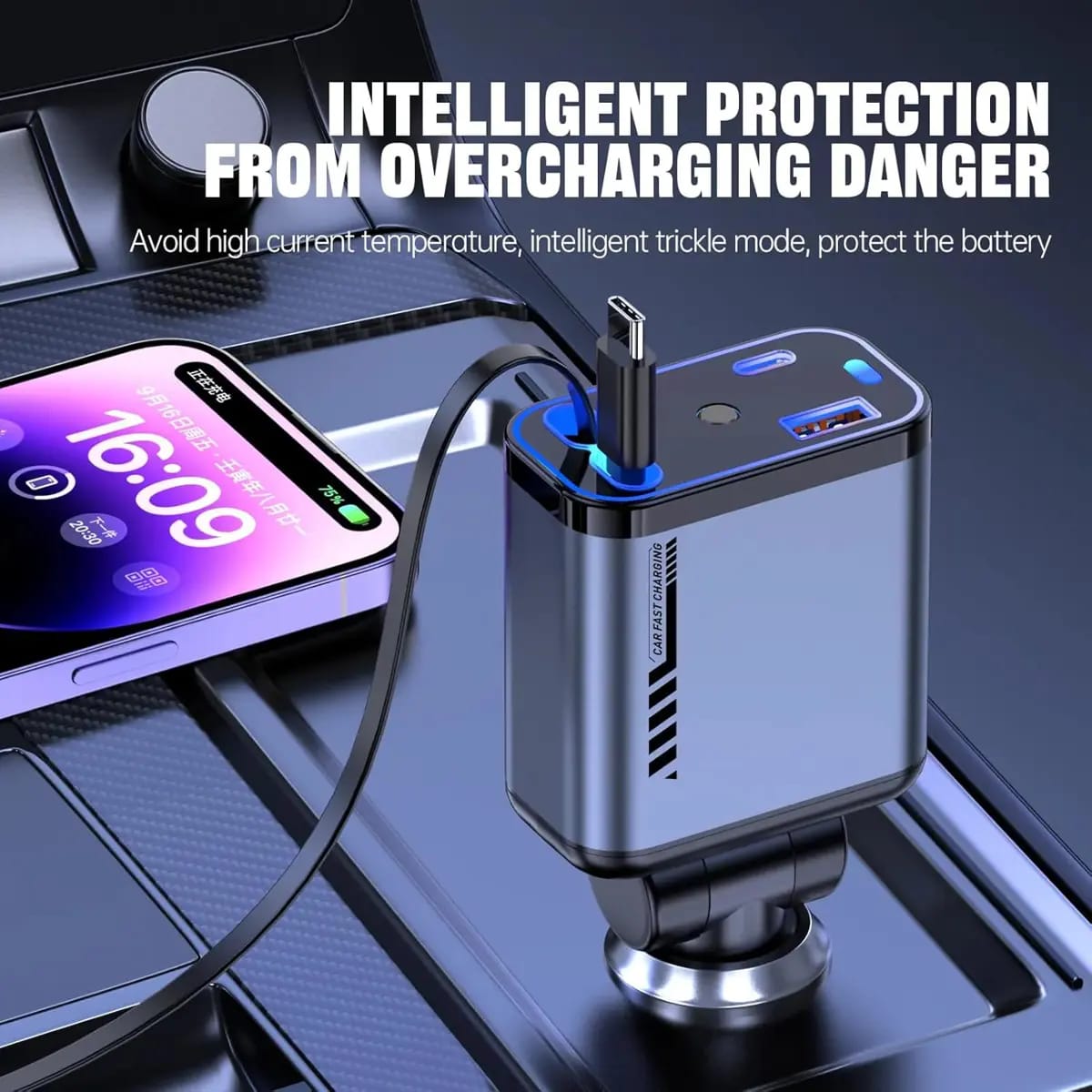 4-in-1 Fast Charging USB-C Car Adapter Power Charging