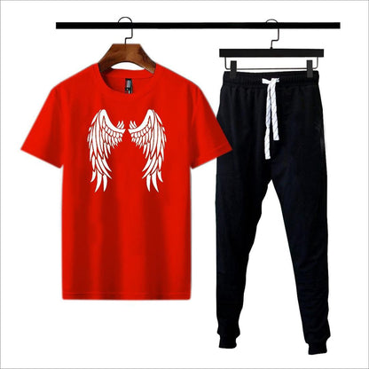Premium Micro Men’s Tracksuit Angel Print – Comfortable Sportswear | Gym & Workout Suit - Black Extra Large